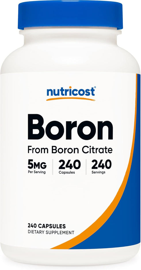 Nutricost Boron Capsules 5mg, 240 Vegetarian Capsules - Non-GMO and Gluten Free