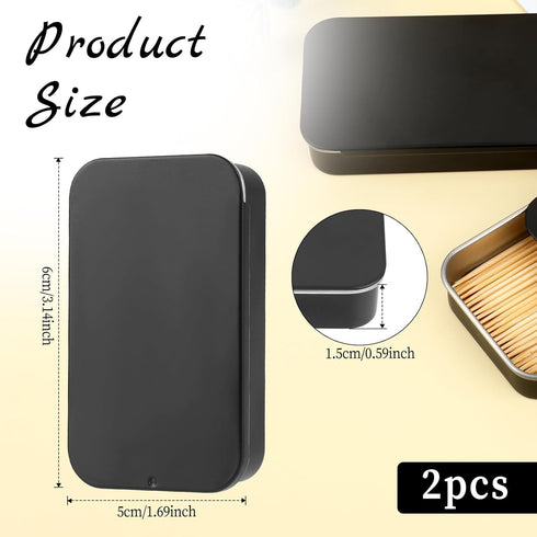 2 Pack Dental Floss Portable Case, Refillable Glide Floss Storage Container for Travel, Black