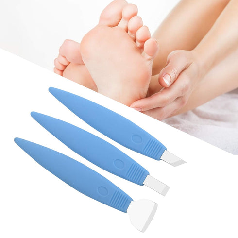 Pedicure Knife Set for Feet, 3Pcs Stainless Steel Tools for Ingrown Toe Nail, Callus Remover Kit (Dark Blue Suit)