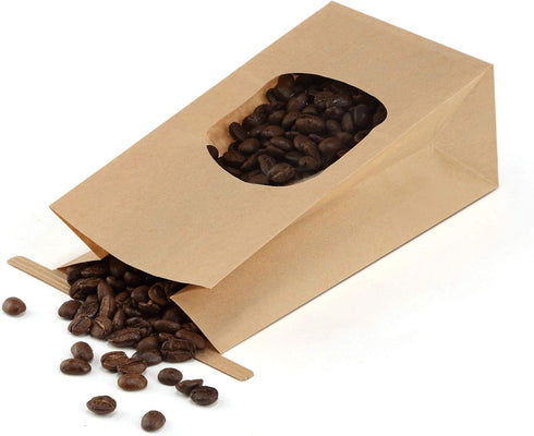 BagDream Small Bakery Bags with Window - 50Pcs, 3.54x2.36x6.7 Inches, Kraft Brown Paper Bags for Treats