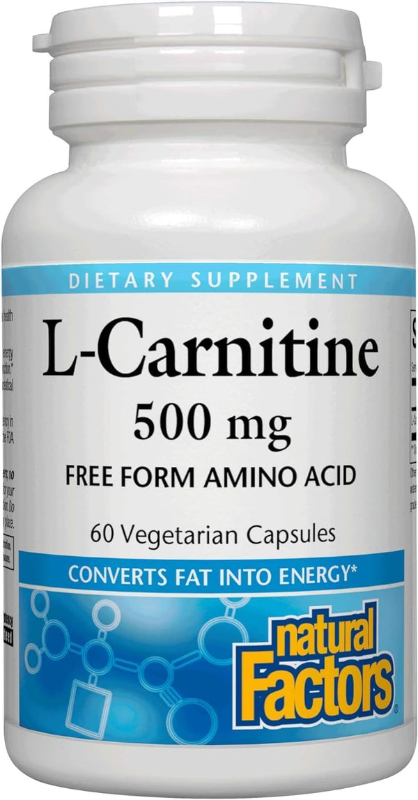 Natural Factors L-Carnitine 500 mg, 60 Capsules (60 Servings) - Energy Support