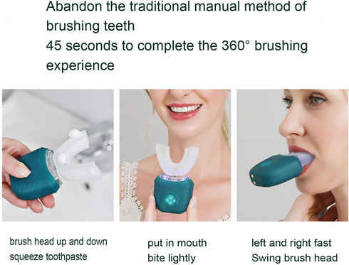 VIDECOR IPX7 360 Electric UShaped Toothbrush, Electric UShaped Toothbrush Smart Teeth Toothbrush Silicone Electric