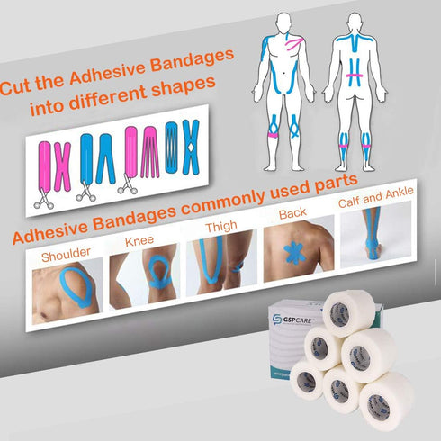 Self Adherent Cohesive Bandages Wrap, 6 Count, 2" x 5 Yards, Medical Tape for People and Pets, First Aid