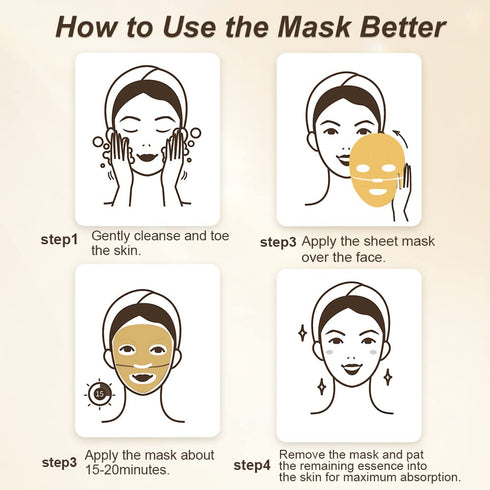 MOND'SUB 24K Gold Face Firming Mask, 6-Pcs Anti Aging, Brightening, Hydrating Facial Mask for Both Men & Women