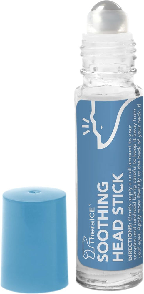 TheraICE Rx Soothing Head Stick 10 ml (.33-Oz) Essential Oil Roll on Aromatherapy: Peppermint, Lavender, Eucalyptus