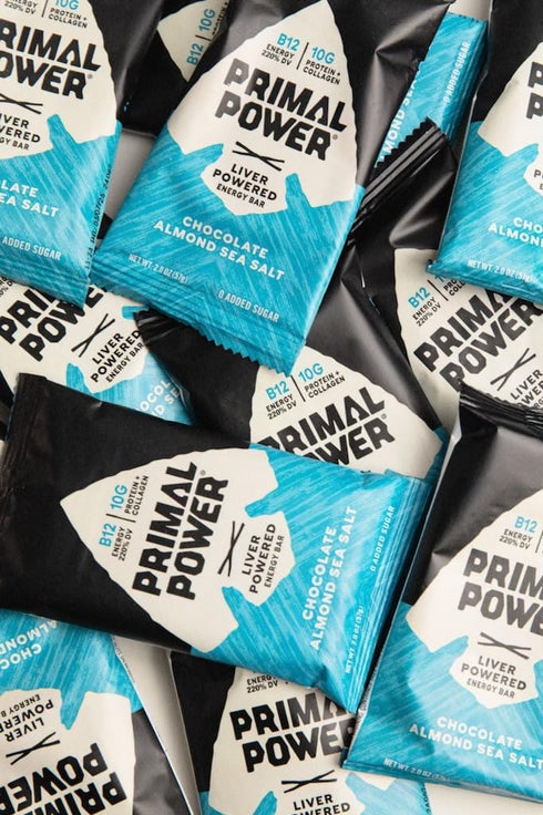 Primal Power Liver Powered Nutrition Bars, 10g Protein, B12 Energy Boost, Gluten Free, Pack of 12
