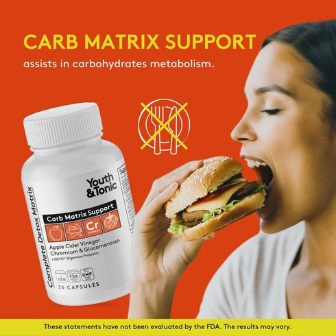 Youth & Tonic 15 Day Cleanse & Carb Matrix Support for Bloating, Gut & Metabolism Health, 60 Pills