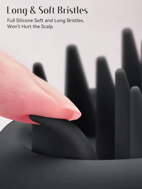 HEETA Scalp Massager Hair Growth Scrubber, Soft Bristles, Silicone Design, Exfoliator for Dandruff & Relaxation, Black