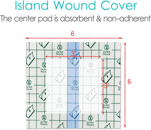 Hola Health 6"x6"(Pack 25) Waterproof Shower Cover Shields, Non-Stick Center Pad for Dialysis Port Picc Line Chest