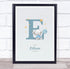The Card Zoo New Baby Birth Details Christening Nursery Blue Elephant Initial E Gift Print