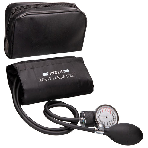 Professional Black Large Adult Size Blood Pressure Machine, Aneroid Sphygmomanometer, Manual Emergency BP Monitor with