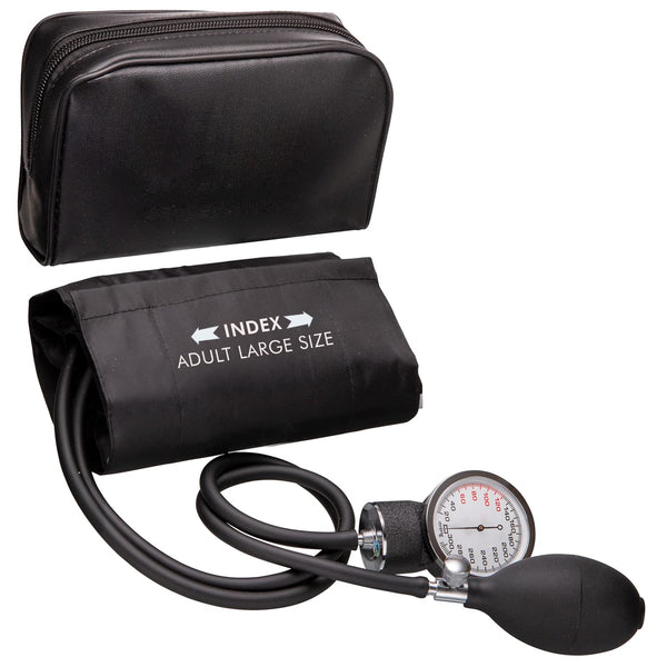 Professional Black Large Adult Size Blood Pressure Machine, Aneroid Sphygmomanometer, Manual Emergency BP Monitor with