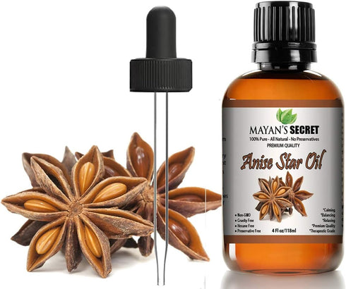Mayan's Secret Anise Star Essential Oil - 4oz 100% Pure Undiluted for Cakes, Cookies, and Other Recipes