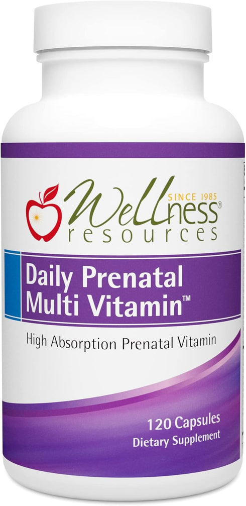 Wellness Resources Daily Prenatal Multi Vitamin - 120 Capsules with High Absorption Methyl Folate