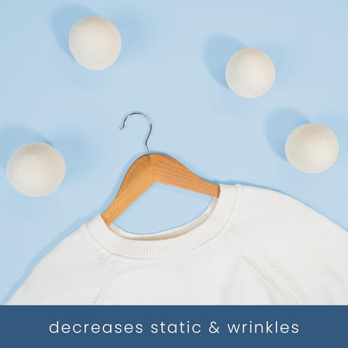 S&T INC. XL New Zealand Wool Dryer Balls, Natural White Fabric Softener for Laundry, 2.9 in, 6 Pack