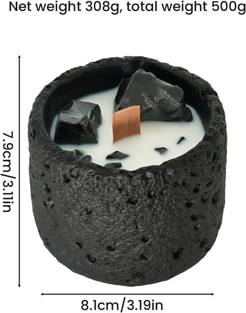 LUXE COVE (500 Scented Candle, Soy Candle, Non-Toxic Aroma Candles, Ebony Scented, Obsidian Crystal, Gift for Women