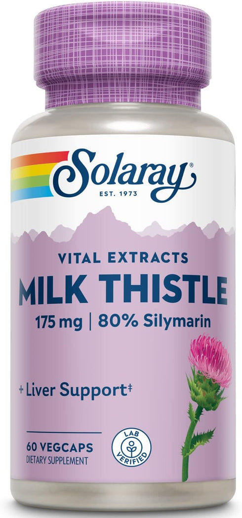 SOLARAY Milk Thistle Seed Extract, 175mg, Antioxidant for Healthy Liver, Non-GMO & Vegan