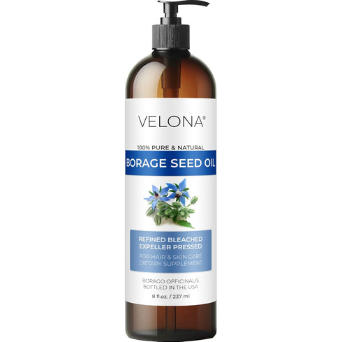 velona Borage Seed Oil 8 Fl Oz | 100% Pure Natural Carrier Oil for Skin, Face, Body, Hair Care