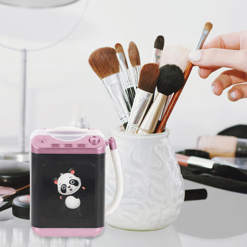 Mini Makeup Brush Cleaner Device, Plastic Electric Automatic Power Washer Sponge Cleaning Machine for Women Girls.