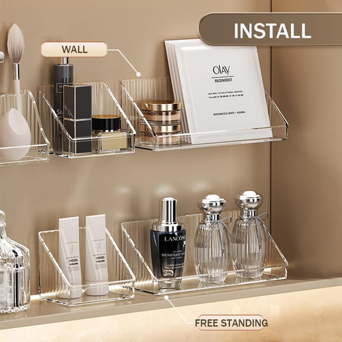 3 Pcs Medicine Cabinet Tray Organizer - Small Adhesive Bathroom Vanity Floating Shelves for Countertop Storage