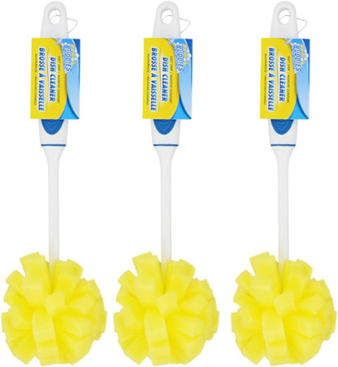 Scrub Buddies Dishwashing Foam Sponges with Handles Bottle/Glass Scrubbers 3Pack