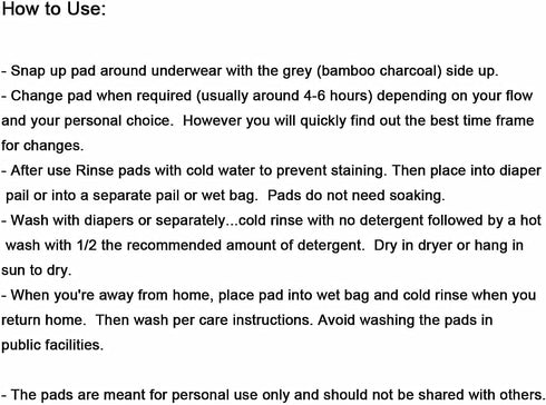 ReUseLife 5 Pack 10 Inch Cloth Menstrual Pads,Reusable Sanitary Pads,Washable Panty Liner,Unscented
