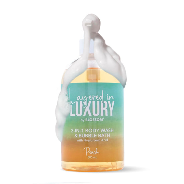 Blossom Layered In Luxury 2-in-1 Scented Body Wash & Bubble Bath - 500ml Liquid Bath Gel for Dry, Sensitive Skin