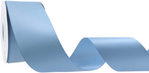 Dusty Blue Ribbon, 2 Inch Thick Double Face Satin for Christmas Tree, Bridal Bouquet, Baby Shower Crafts, 25 Yards