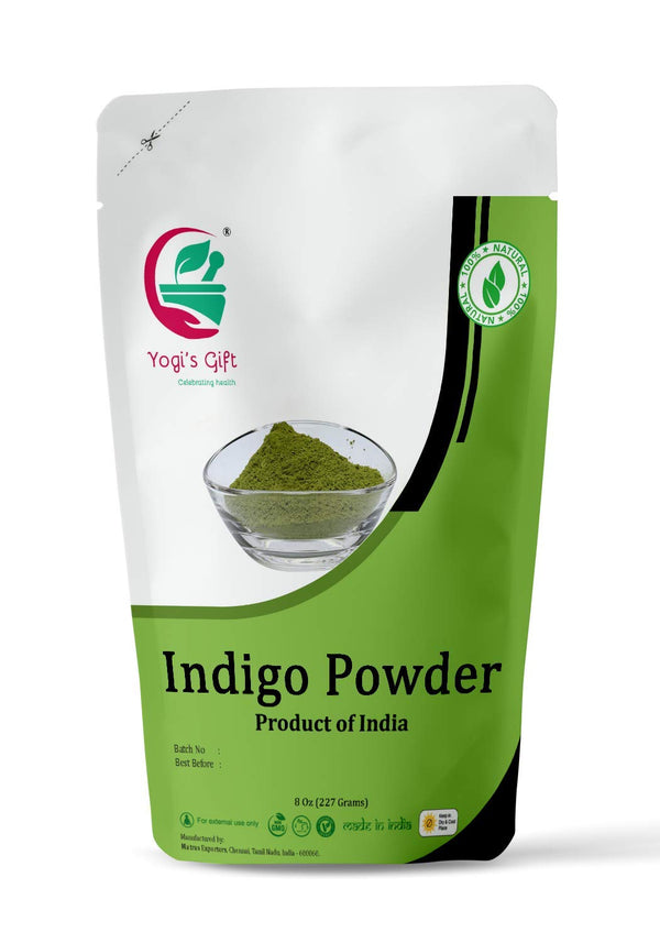 INDIGO POWDER 8 oz (227 grams) | Black Henna | Indigofera Tinctoria | Natural Hair Color | FREE GLOVES & HEAD CAP