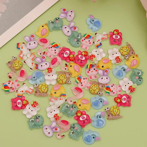 Pack of 250pcs Cute 3D Nail Charms for Acrylic Nails, Flower Bee Pineapple Bear Charms for Nail Art Decorations