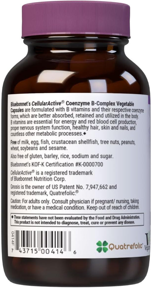 Bluebonnet Nutrition Cellular Active Coenzyme B-Complex - 50 Vegetable Capsules, Energy Production & Nerve Support*,