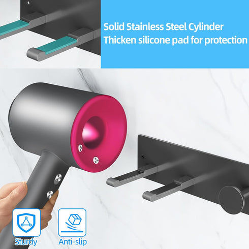 XIGOO Self Adhesive Hair Dryer Holder Wall Mounted-Bathroom Hair Blow Dryer Rack Organizer Compatible with Supersonic
