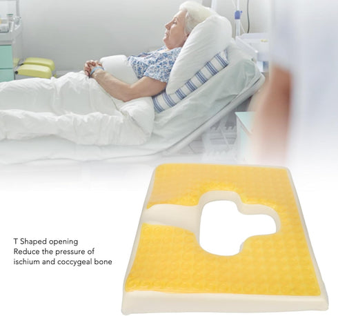 Luqeeg T Shaped Bedsore Pad for Elderly, Triangular Slope Design, Gel Memory Foam Cushion with Mesh Cloth, Non Slip