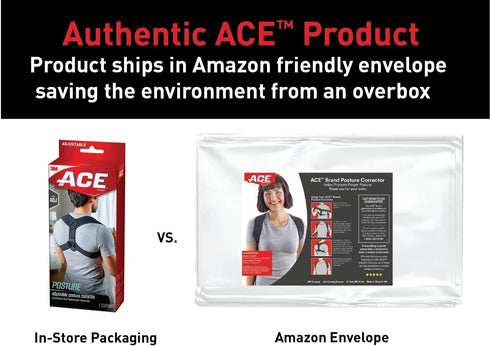 ACE Brand Posture Corrector, Adjustable with Hook-and-Loop Shoulder Straps, One Size Fits Most