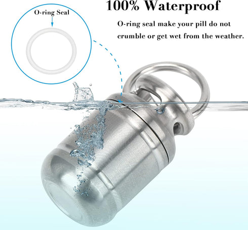 Portable Pill Case: Mini Titanium Alloy Waterproof Medicine Holder with Keychain for Outdoor Sports, Camping, Hiking,