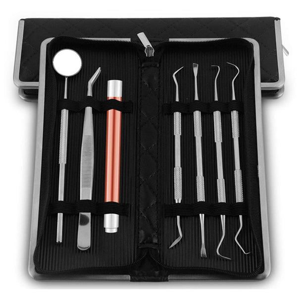Dental Tools, 7 Pack Teeth Cleaning Kit, Tartar Plaque Remover, Stainless Steel Dental Mirror, Tooth Scraper