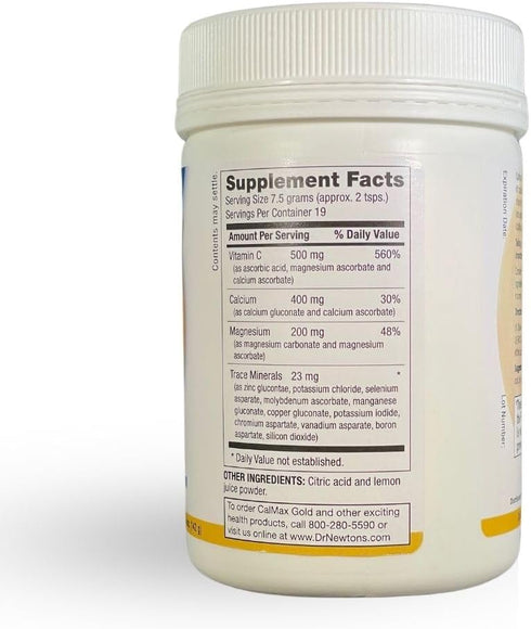 Dr. Newton’s Naturals CalMax Gold Powder Drink Mix - 2:1 Ratio of Calcium & Magnesium with Vitamin C + Essential Trace