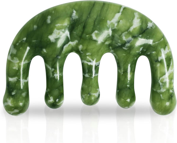Jade Massage Comb, Gua Sha Comb - Natural Jade Stone Hair Comb