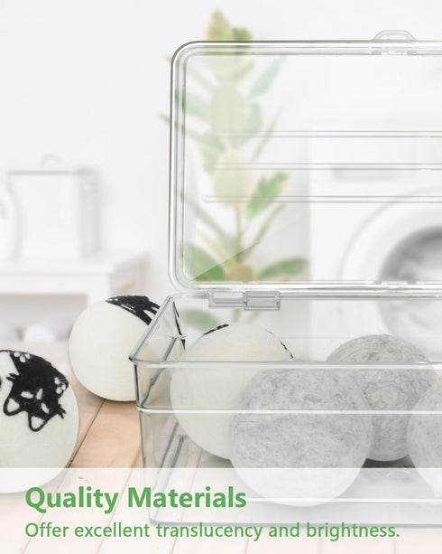 Dryer Sheet Holder - Acrylic Dryer Ball Dispenser Container with Lid for Laundry Pods, Clips, and Sheets