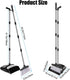 Broom and Dustpan Set with Long Handle, Windproof Stand Up Dustpan with Broom Combo for Home Use