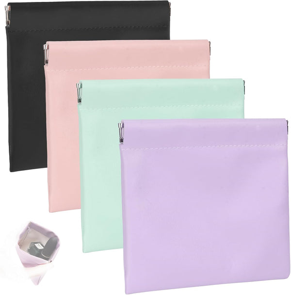 4pcs Pocket Cosmetic Bag for Women, Portable Waterproof Leather Organizer Pouch, Mini PU Leather Pouches for Travel