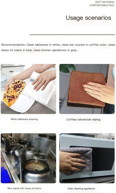kinganrun 12-Pack 40x40cm Microfiber Cloths, Absorbent Lint-Free for Kitchen Car Glasses(Red)