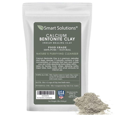SMART SOLUTIONS Calcium Bentonite Clay Food Grade, 2 lb Pure Indian Healing Clay