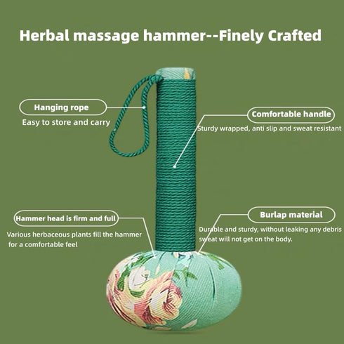 Long Size Lymphatic Drainage Hammer, Manual Body Massage Hammer, Green 12.5IN, 2pcs Back Knock Handheld for Pain Relief