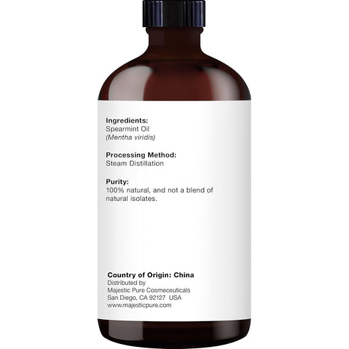 MAJESTIC PURE Spearmint Essential Oil - 100% Pure and Natural, Premium Grade for Hair Care, Skin, Aromatherapy, 4 Fl Oz