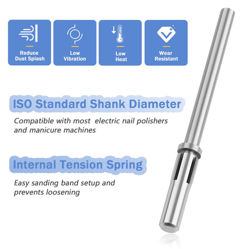 Mesee 2 Pieces Mandrel Bits for Small Nail Sanding Bands, 3.1mm Mini Mandrel Nail Drill File Heads