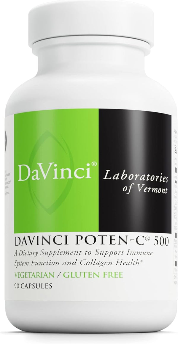DAVINCI Labs Poten-C 500 - Dietary Supplement for Immune System & Collagen Health* - with Vitamin C, Calcium,