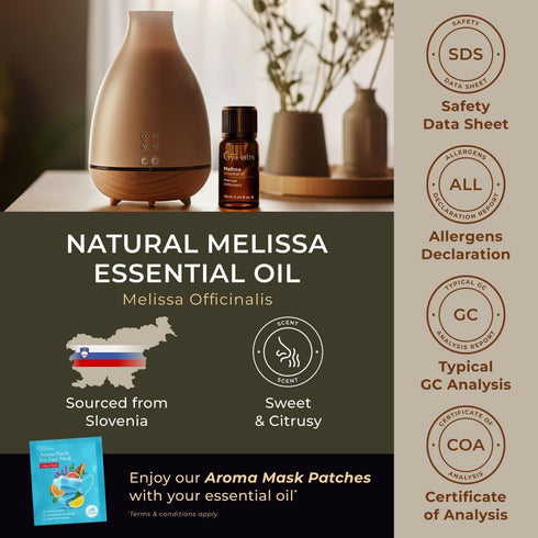 Set Set 2x0.34 oz Melissa Essential Oil for Diffuser & Tea Tree Oil for Skin - Aromatherapy Grade Essential Oils - fl