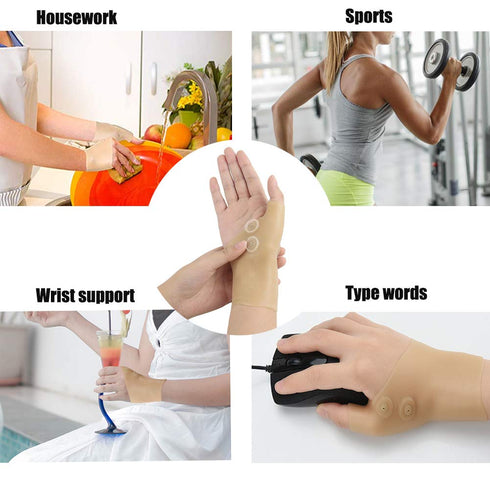 Thumb Wrist Support Brace (2 Pcs), Elastic Gel Arthritis Fingerless Glove for Pain Relief