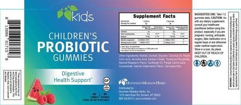 Mountain Meadow Herbs Children’s Probiotic Gummies for Kids, 60 ct | Digestive & Immune Support, Ages 3+, No Added Sugar